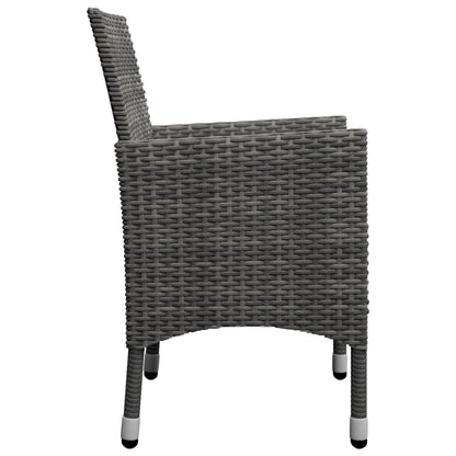 3-tlg. Bistro-Set Poly Rattan und Akazienholz Grau
