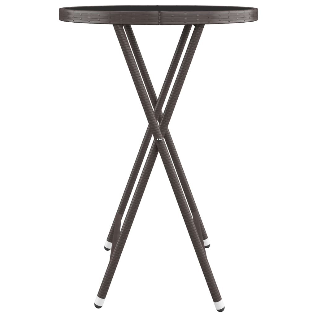 3-tlg. Bistro-Set Poly Rattan und Hartglas Braun