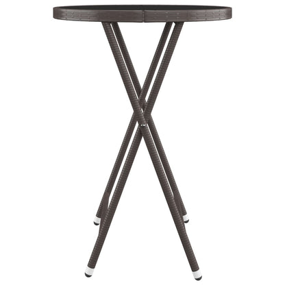 3-tlg. Bistro-Set Poly Rattan und Hartglas Braun