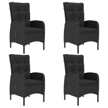 5-tlg. Garten-Essgruppe Poly Rattan und Akazienholz Schwarz