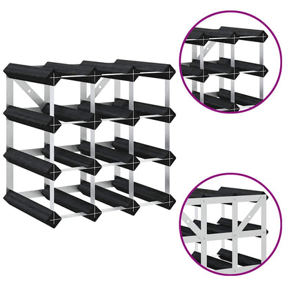 Weinregal für 12 Flaschen Schwarz Massivholz Kiefer