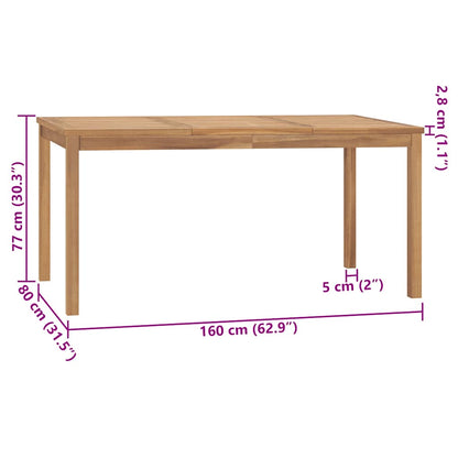 Garten-Esstisch 160x80x77 cm Massivholz Teak