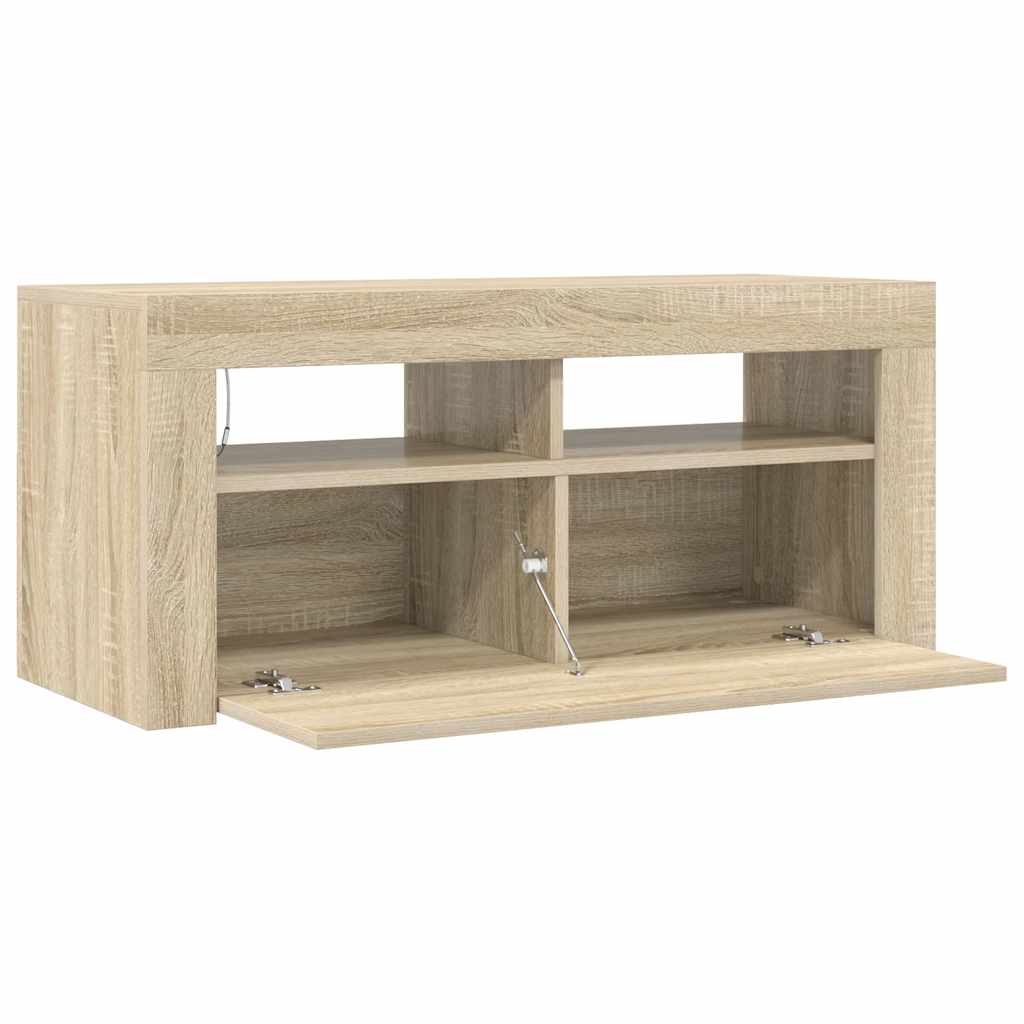 TV-Schrank mit LED-Leuchten Sonoma-Eiche 90x35x40 cm