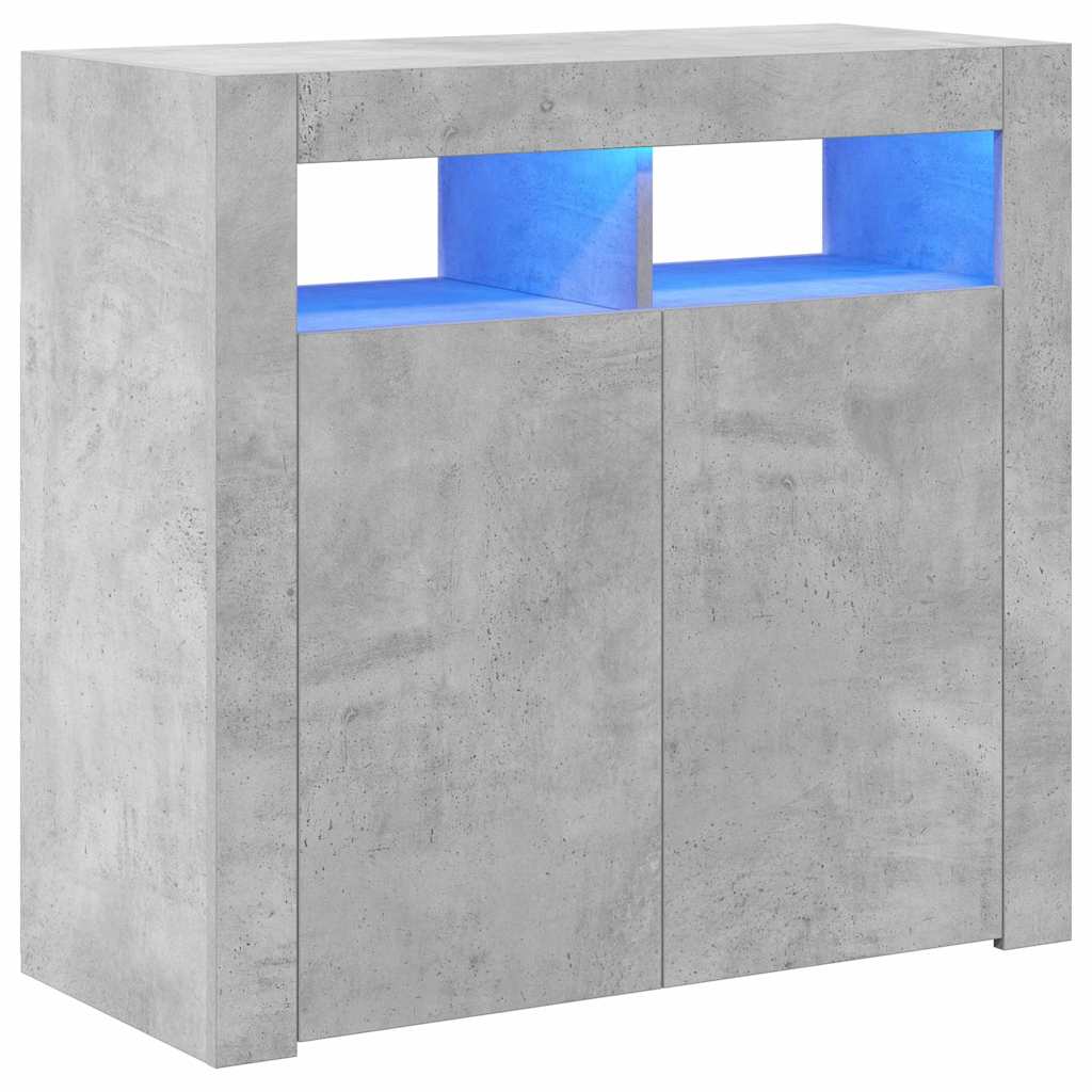 Sideboard mit LED-Leuchten Betongrau 80x35x75 cm