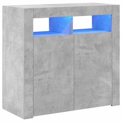 Sideboard mit LED-Leuchten Betongrau 80x35x75 cm
