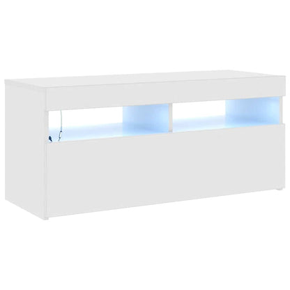 TV-Schrank mit LED-Leuchten Hochglanz-Weiß 90x35x40 cm
