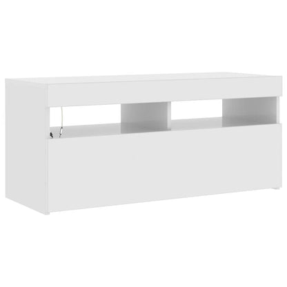 TV-Schrank mit LED-Leuchten Hochglanz-Weiß 90x35x40 cm