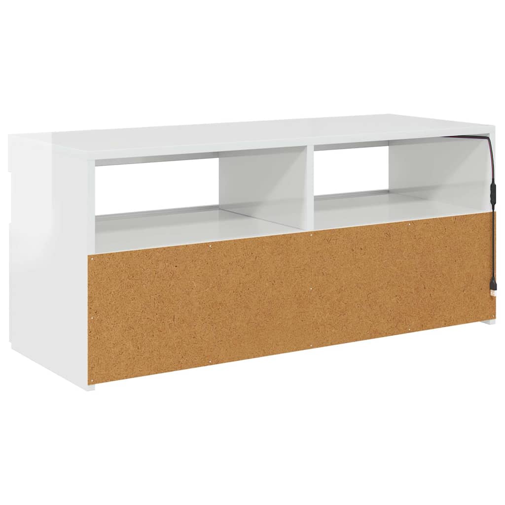 TV-Schrank mit LED-Leuchten Hochglanz-Weiß 90x35x40 cm