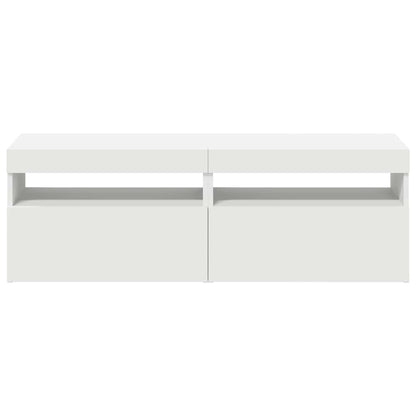 TV-Schränke mit LED-Leuchten 2 Stk. Weiß 60x35x40cm