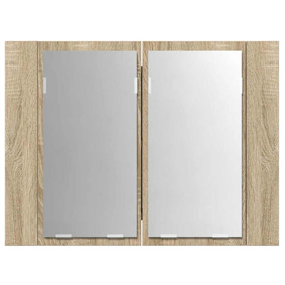 LED-Bad-Spiegelschrank Sonoma-Eiche 60x12x45 cm Acryl