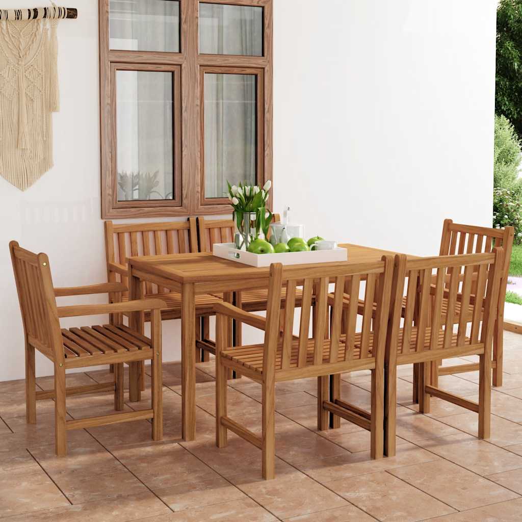 7-teiliges Garten-Ess-Set 140 x 80 cm Massivholz Teak