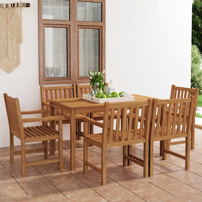 7-teiliges Garten-Ess-Set 140 x 80 cm Massivholz Teak