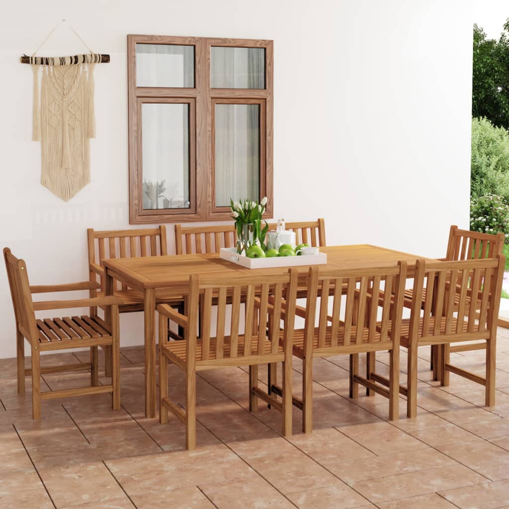 9-teiliges Garten-Ess-Set 200 x 100 cm Massivholz Teak