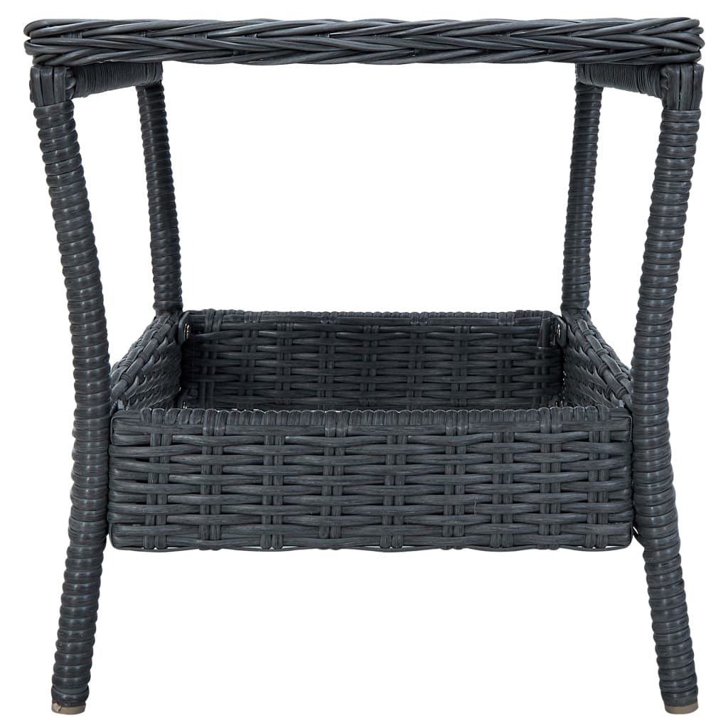 2-tlg. Garten-Lounge-Set mit Auflagen Poly Rattan Dunkelgrau
