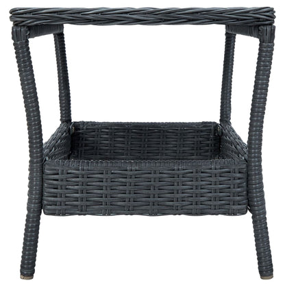 2-tlg. Garten-Lounge-Set mit Auflagen Poly Rattan Dunkelgrau