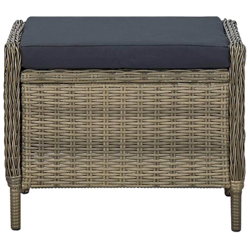 3-tlg. Garten-Lounge-Set mit Auflagen Poly Rattan Braun