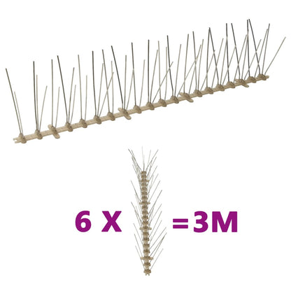 6-tlg. Vogelabwehr-Spikes-Set 3 m Kunststoff 5-reihig