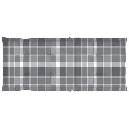 Gartenstühle 2 Stk. Graue Karomuster Kissen Massivholz Teak