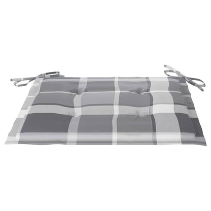 Gartenstühle 2 Stk. Graue Karomuster-Kissen Massivholz Teak