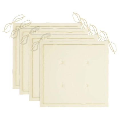 Gartenstühle mit Creme Kissen 3 Stk. Massivholz Teak