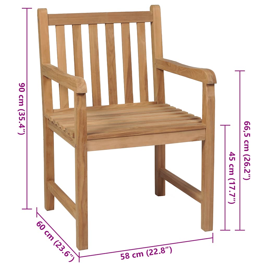 Gartenstühle 2 Stk. mit Beige Kissen Massivholz Teak