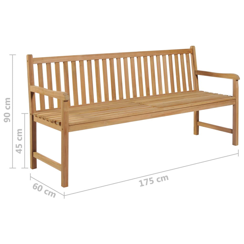 Gartenbank mit Blauer Auflage 175 cm Massivholz Teak