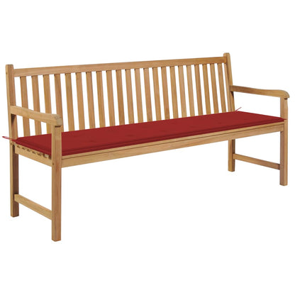 Gartenbank mit Roter Auflage 175 cm Massivholz Teak