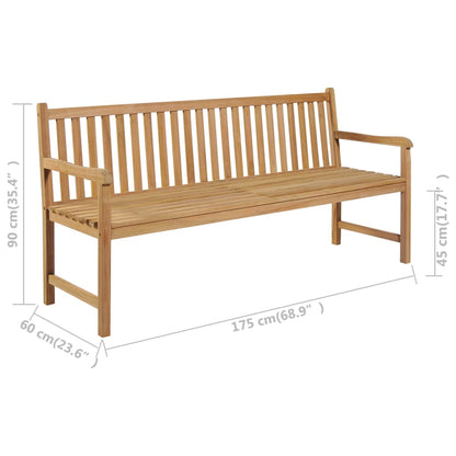 Gartenbank mit Anthrazit Auflage 175 cm Massivholz Teak