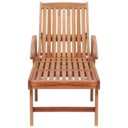 Sonnenliege mit Auflage Creme Massivholz Teak