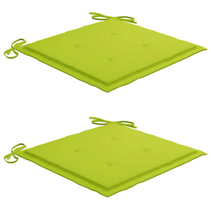 Gartenstühle 2 Stk. mit Hellgrünen Kissen Massivholz Teak