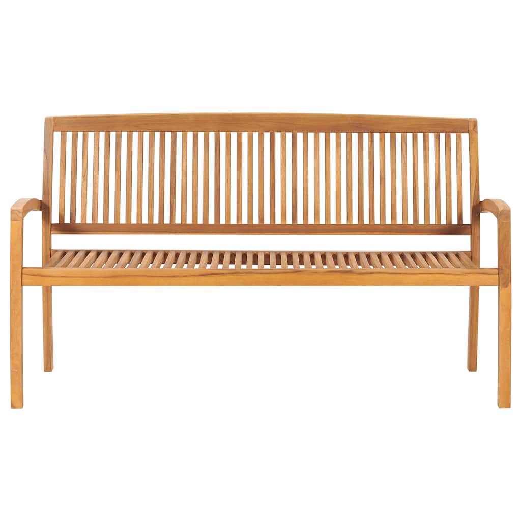Stapelbare Gartenbank mit Auflage 159 cm Massivholz Teak