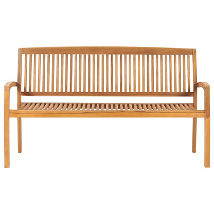 Stapelbare Gartenbank mit Auflage 159 cm Massivholz Teak