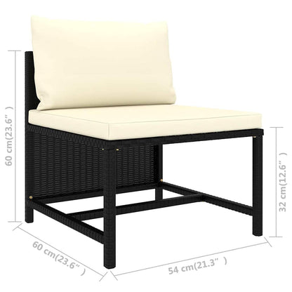 12-tlg. Garten-Lounge-Set mit Kissen Poly Rattan Schwarz