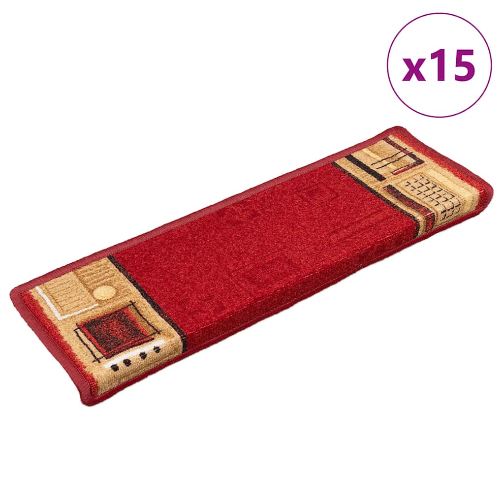 Treppenmatten Selbstklebend 15 Stk. 65x21x4 cm Rot
