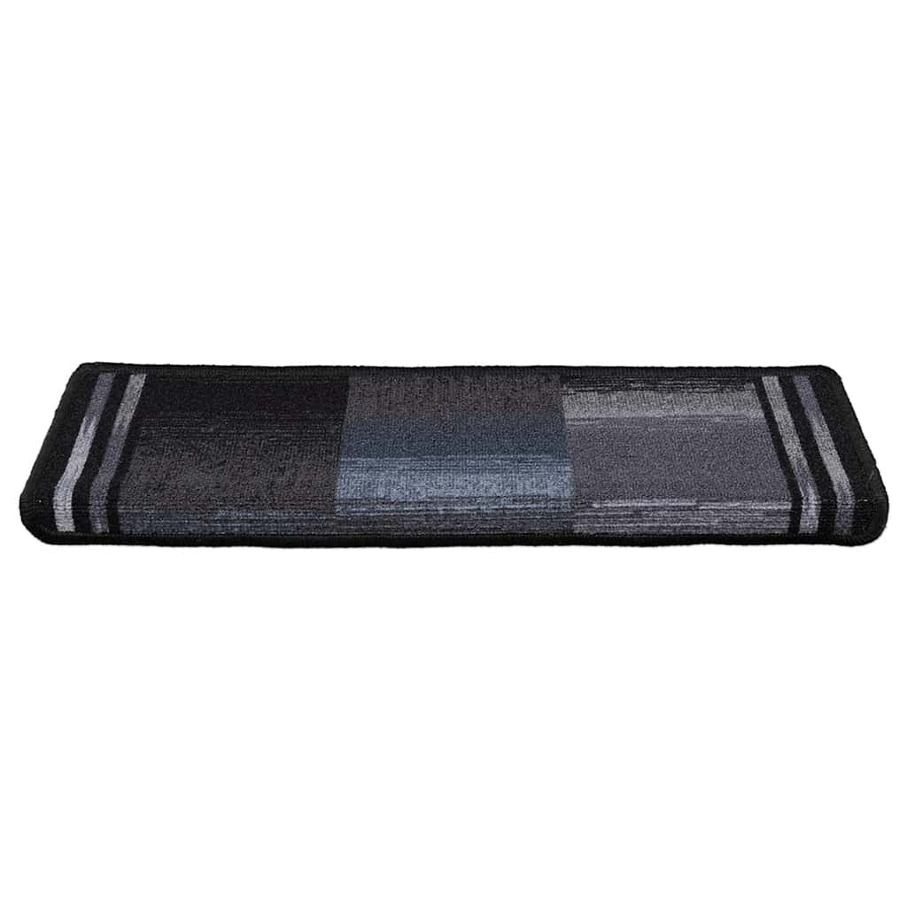 Treppenmatten Selbstklebend 15 Stk. 65x21x4 cm Schwarz und Grau