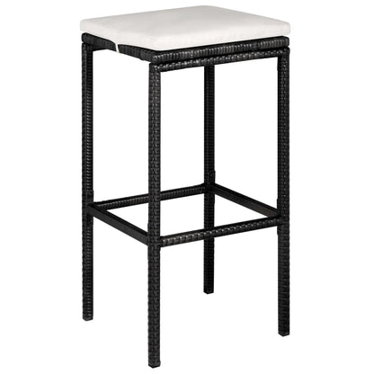 5-tlg. Gartenbar-Set mit Kissen Poly Rattan Schwarz