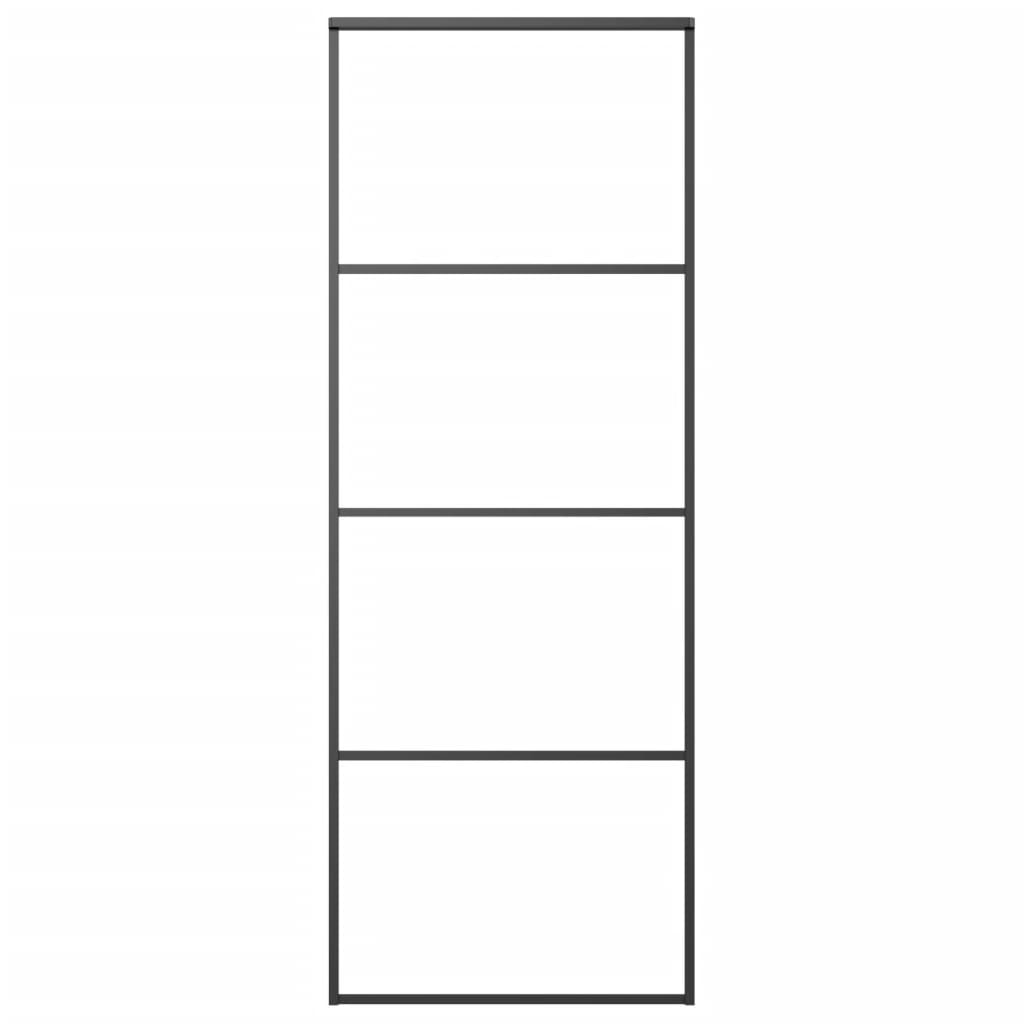 Schiebetür Aluminium und ESG Glas 76x205 cm Schwarz