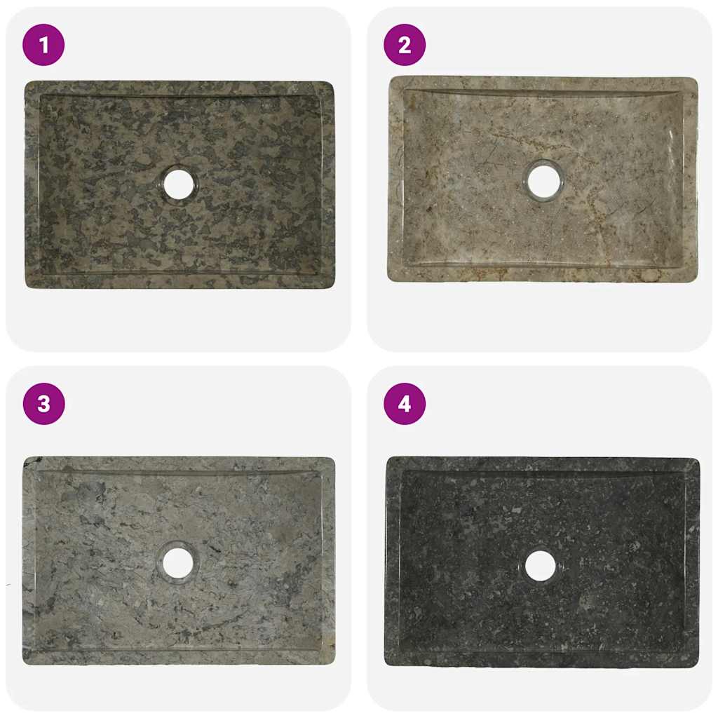 Waschbecken 45x30x12 cm Marmor Hochglanz-Grau