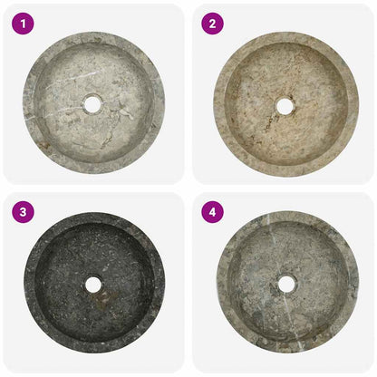 Waschbecken Grau Ø40x12 cm Marmor