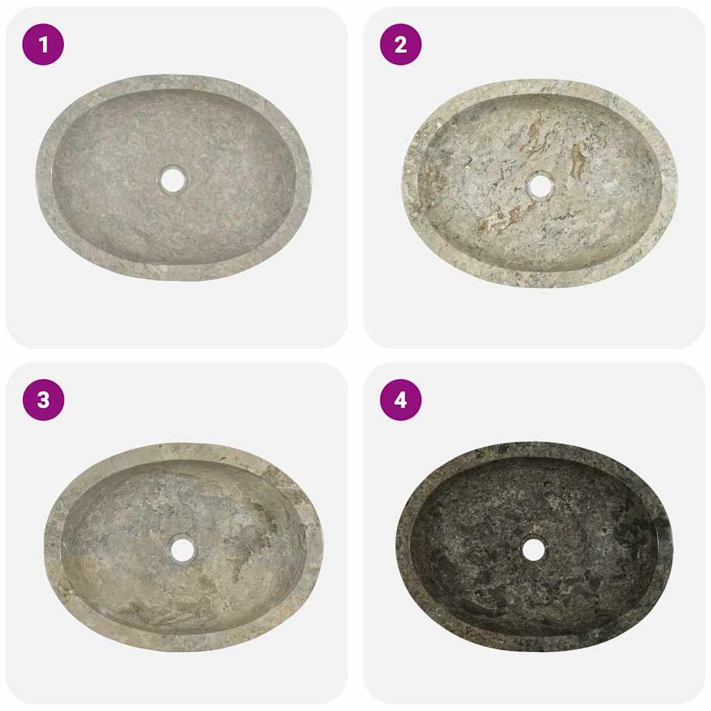 Waschbecken Grau 53x40x15 cm Marmor