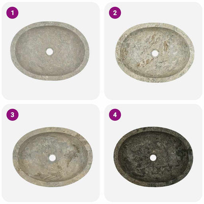 Waschbecken Grau 53x40x15 cm Marmor