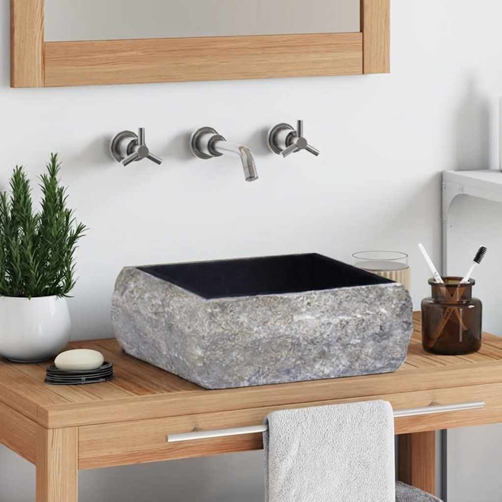 Waschbecken Schwarz 30x30x13 cm Marmor