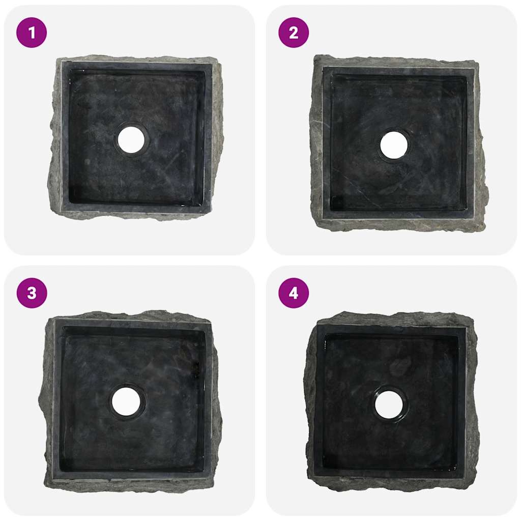 Waschbecken Schwarz 30x30x13 cm Marmor