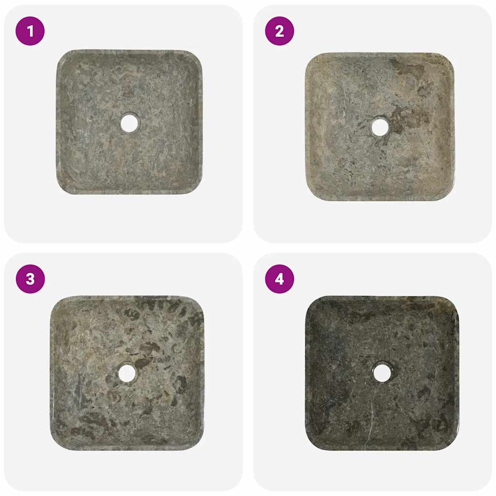 Waschbecken Grau 40x40x10 cm Marmor