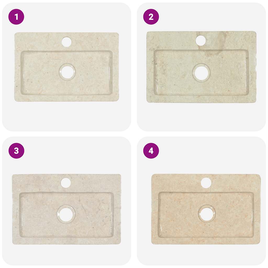 Wandwaschbecken Creme 38x24x6,5 cm Marmor