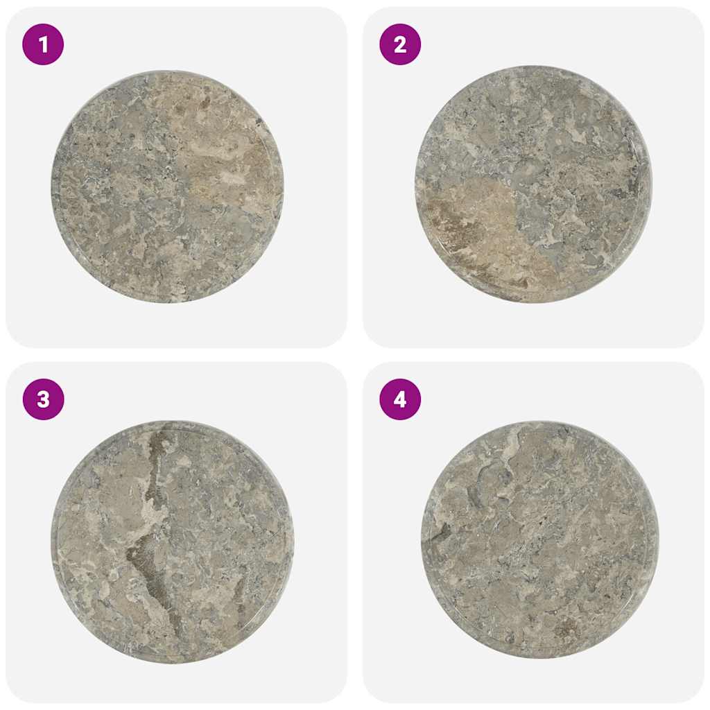 Tischplatte Grau Ø40x2,5 cm Marmor