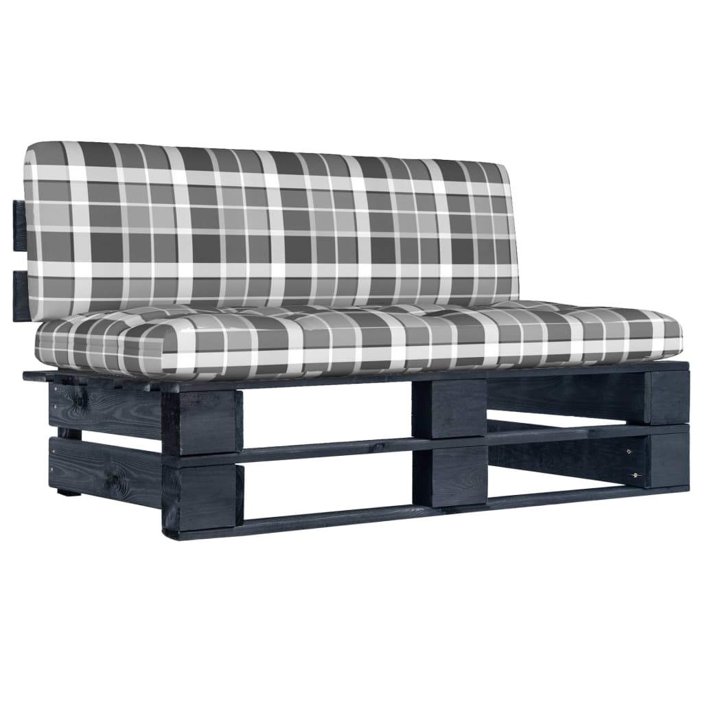 Garten-Mittelsofa aus Paletten Schwarz Kiefernholz Imprägniert