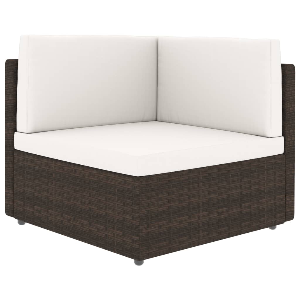 6-tlg. Garten-Lounge-Set mit Kissen Braun Poly Rattan