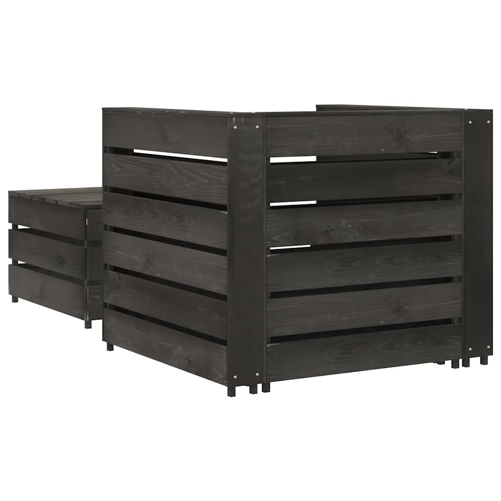 2-tlg. Garten-Paletten-Lounge-Set Kiefernholz Grau Imprägniert