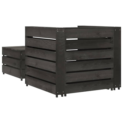 2-tlg. Garten-Paletten-Lounge-Set Kiefernholz Grau Imprägniert